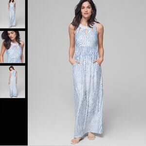 Soma Keyhole Maxi Dress Blue White Zebra Vacation Beach Casual Style - Size M